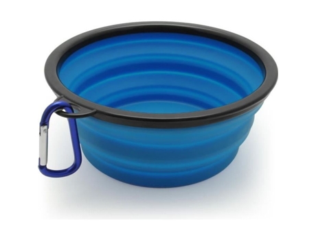 Tigela de Silicone Dobrável Azul para Cães IGADGITZ Tigela de Água para Viagem Comida de Água