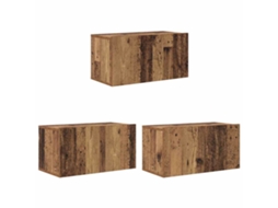 Conjunto de 3 Móveis de Tv Castanho 60x30x30 cm MAISON EXCLUSIVE