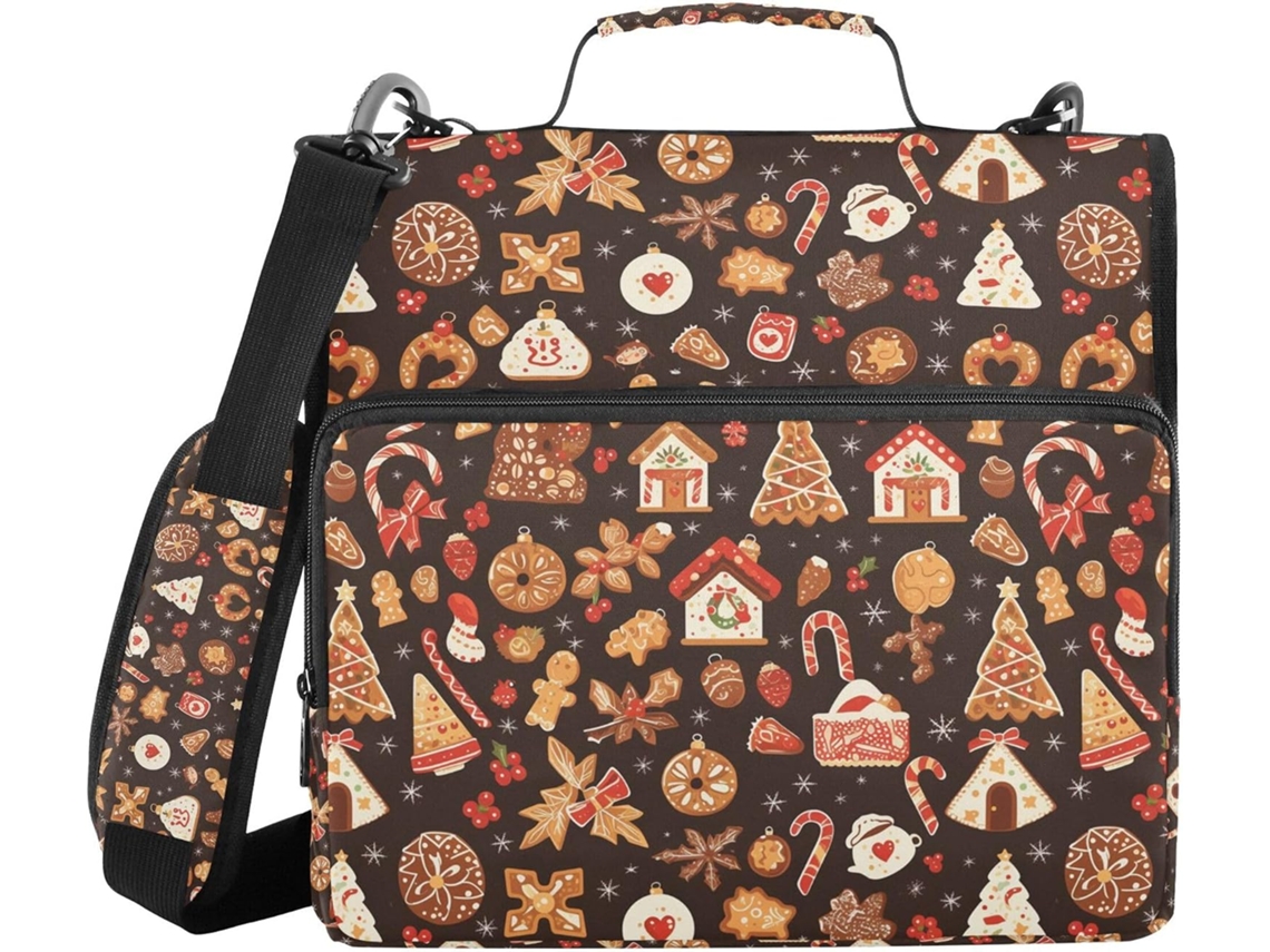 Fofa Organizador de Natal Pasta Com Gengibre Biscoito Formato, Altura dos Ombros, Grande Capacidade, 3,8cm 1,5 Polegadas