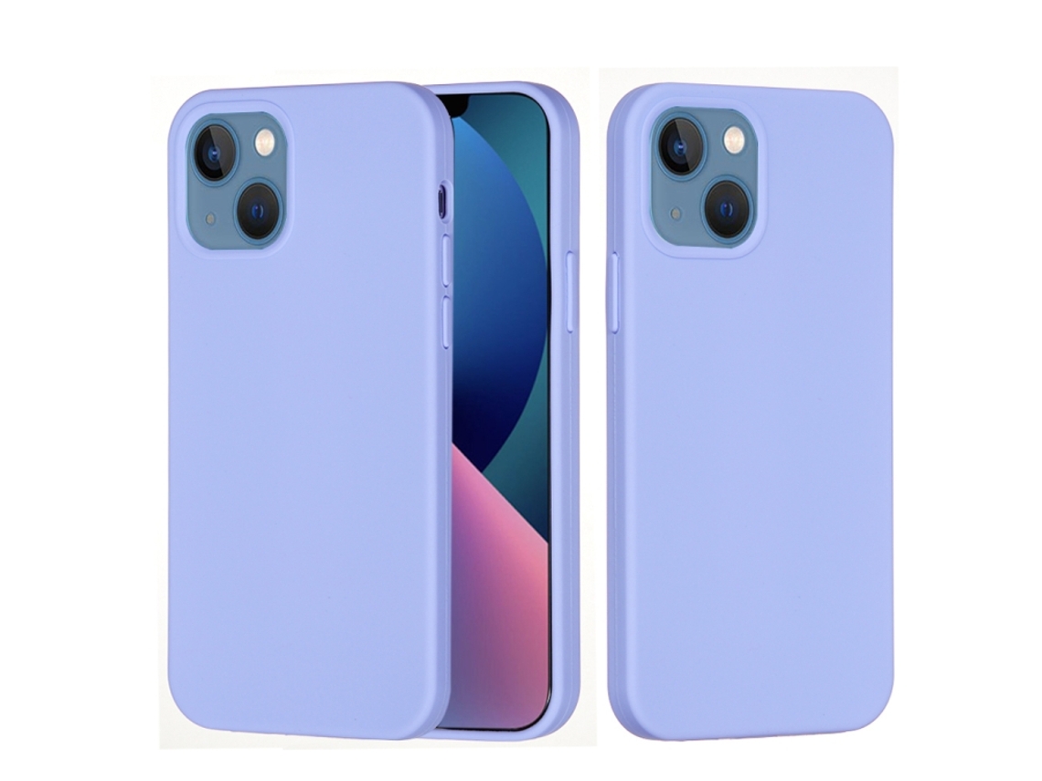 Capa De Silicone Para Iphone 14 - Cor Sólida, Proteção Fina E Antiaderente - Roxa