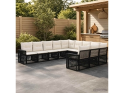 Vidaxl Conjunto De Sofá De Jardim 11 Unid. Preto E Branco Creme