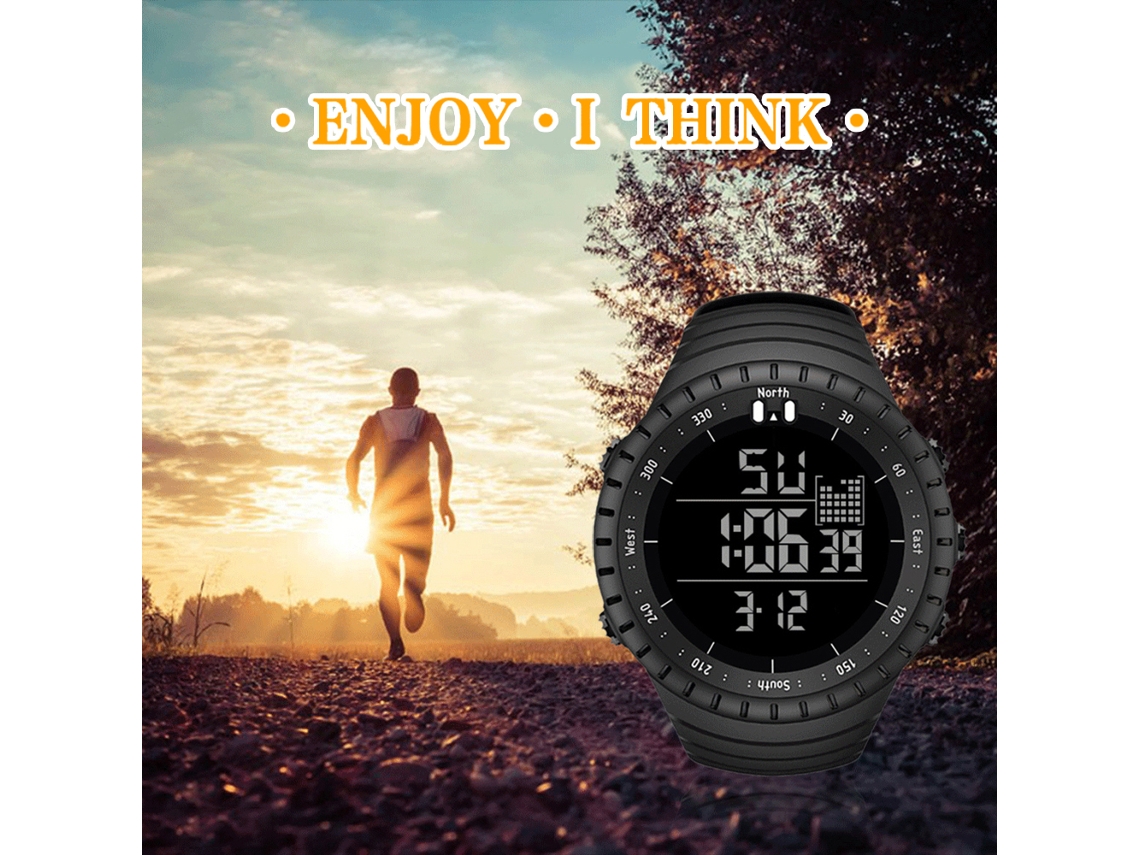 Relógio Digital Esportivo Mens com 30m de Resistência À Água Led