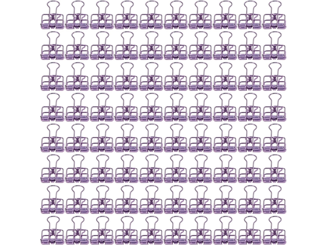 80 Clips de Papel Metálicos Roxos com Mola para Organização de Documentos em Casa e na Mesa, Pacote com 80 unidades