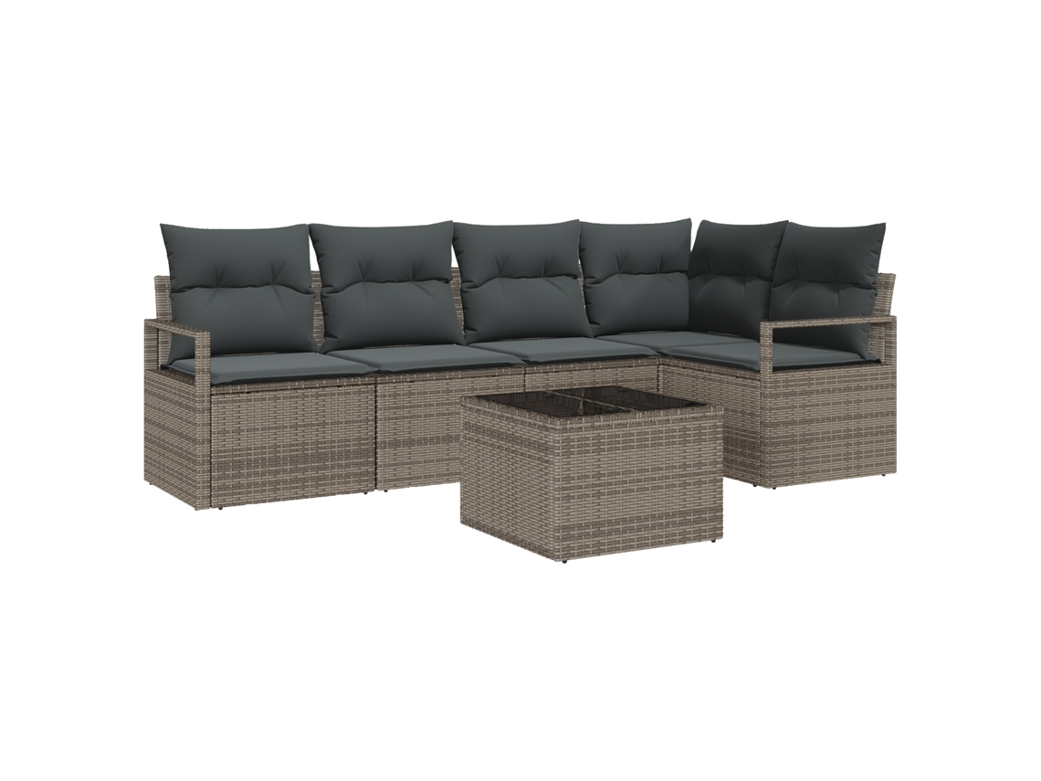 Conjunto 6 Conjunto De Móveis De Jardim Vidaxl Cinzento-claro Vime Pe (232 X 122 X 85 Cm)