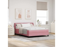 Vidaxl Cama Box Com Cabeceira Rosa 160 X 200 Cm Veludo