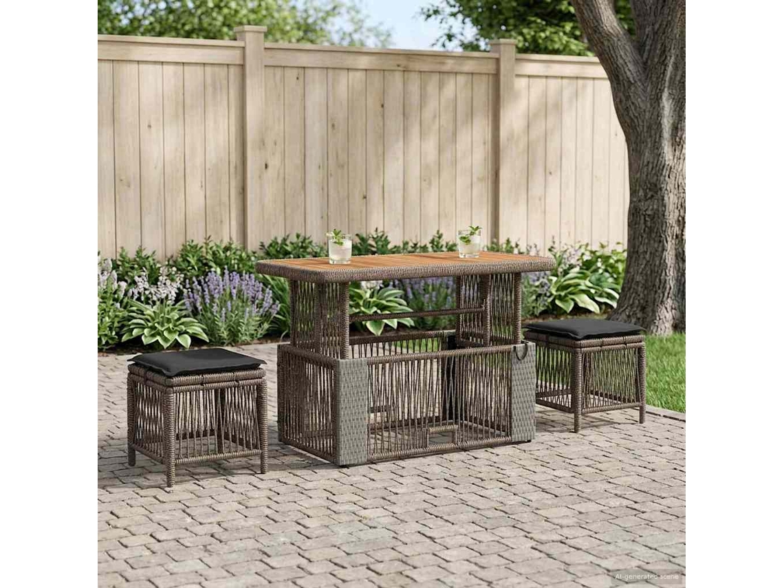 Vidaxl Conjunto De Jantar Para Jardim 4 Unid. Cinza E Cinza Escuro