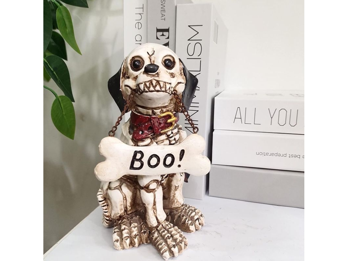 Decoração De Cachorro Fantasma De Halloween Esqueleto Cachorro Crânio Criativo Retro Ornamento De Boas-vindas