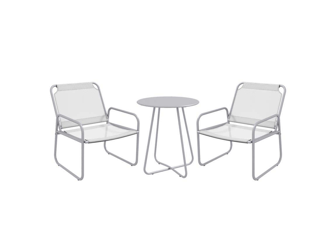 Conjunto Lounge 3p Rattan Cinza Escuro, 2 Cadeiras, Mesa.-cy