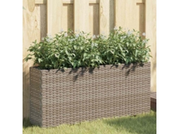 Vidaxl Floreira De Jardim Com 2 Vasos 2pcs 90x20x40cm Vime Pe Cinzento