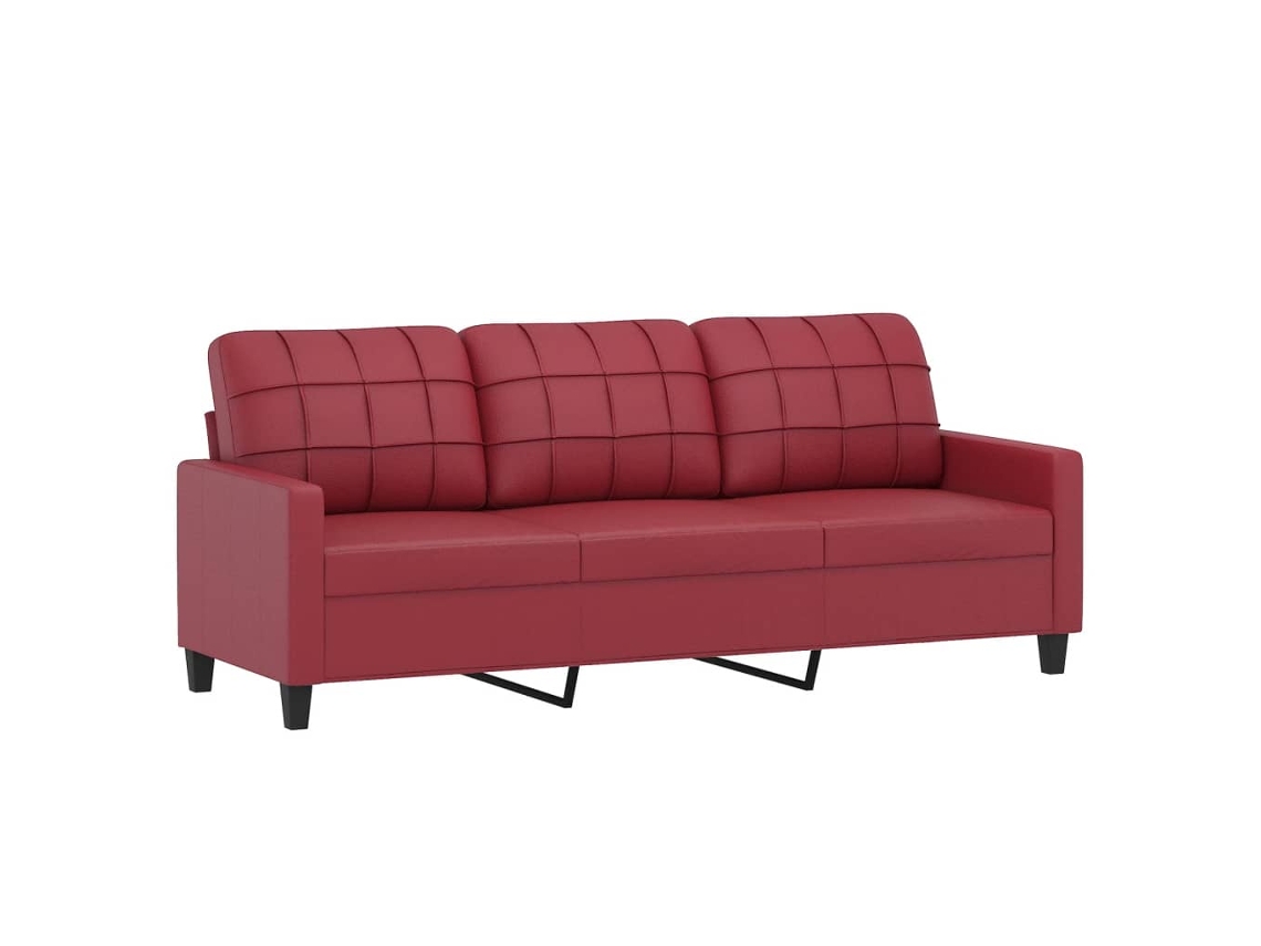 3-seater Sofa, 3-seater Sofas Vidaxl Vermelho Couro Artificial (n/a)