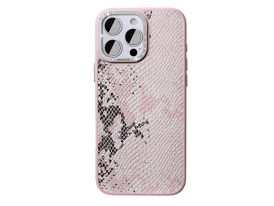 Capa Magnética Tkdaddy Jaucase Para Iphone 16 Pro Max Com Textura De Cobra Em Pu Tpu Capa Traseira De Pc Rosa