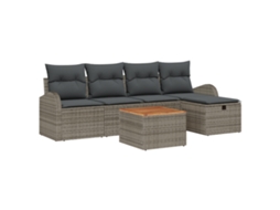 Conjunto 6 Sofá De Jardim Vidaxl Cinzento Vime Pe (234 X 117 X 85 Cm)