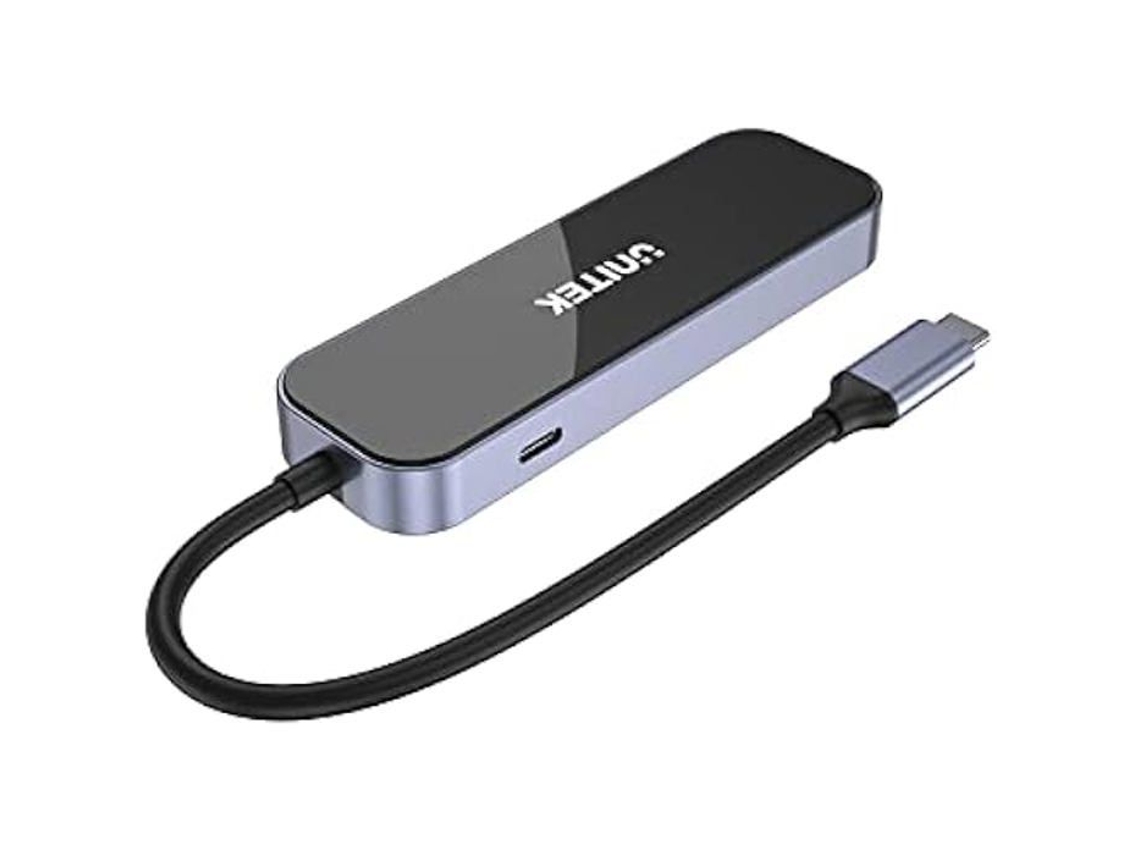 Hub Unitek USB C 3 portas USB A RJ45 HDMI 4K, fonte de alimentação PD100W Slowmoose
