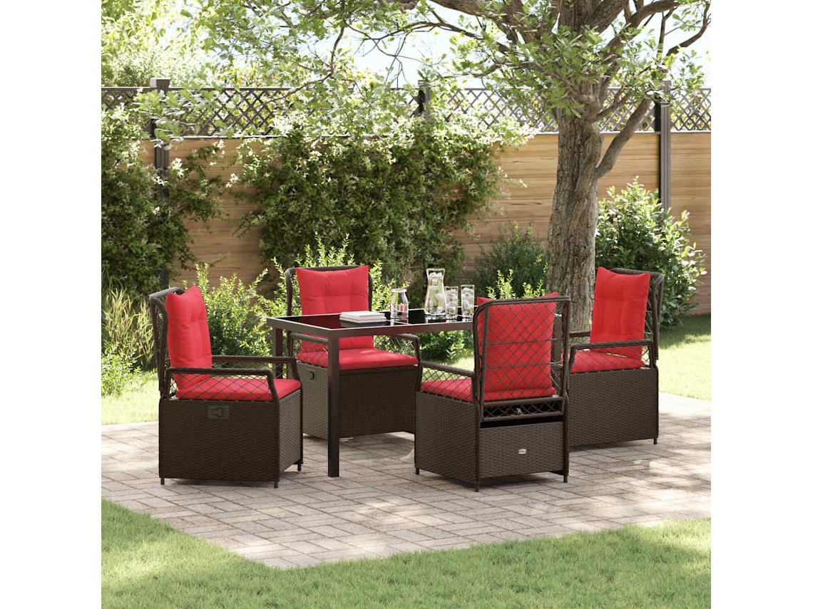 Vidaxl Conjunto De Jantar Para Jardim 5 Unid. Castanho Vime Pe