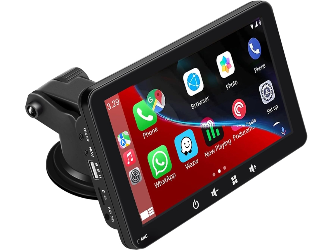 Som Automotivo Portátil, Compatível Com Apple Carplay E Android Auto, Tela Sensível Ao Toque Hd 1080p De 7 Polegadas Com Bluetooth 5.0 Brilvibera