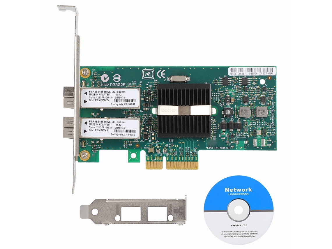 Cartão De Rede Fibra Dual Port Expi9402pf Para Servidor Intel 82571, Cor Como Na Foto Luz Dourada