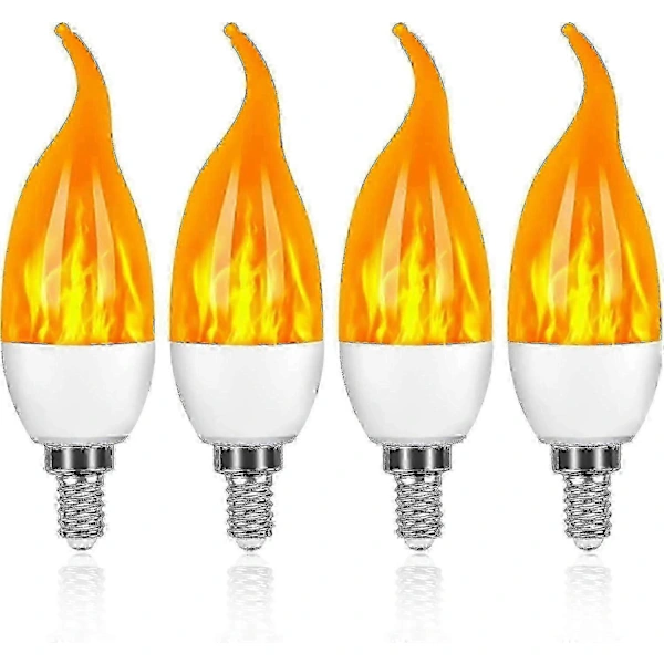 Kit com 4 Lâmpadas Led E14 de 3w Efeito Chamas e 3 Modos Iluminação Decorativa BRILVIBERA