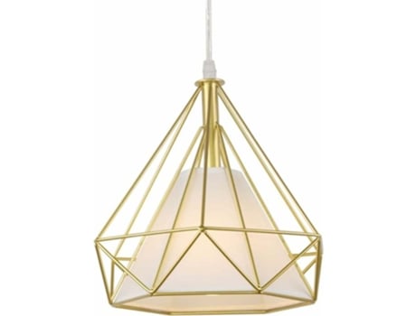 Lustre Suspensão Industrial 25cm, Plafonier Lâmpada De Teto Com Abat Jour Em Gaiola De Diamante, Corda Ajustável Nernnernv (dourado)