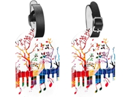 Conjunto De 2 Etiquetas Bagagem Em Couro Pu Com Notas Musicais