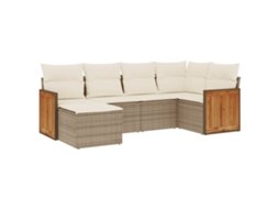 Conjunto de 6 Sofás P/ Jardim com Almofadões Vime Pe Bege MAISON EXCLUSIVE (80x200 cm)