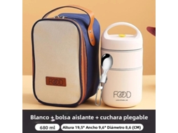 (branco) Lancheira Térmica Em Aço Inoxidável 304, Com Bolsa Térmica E Marmita Térmica Para Sopa