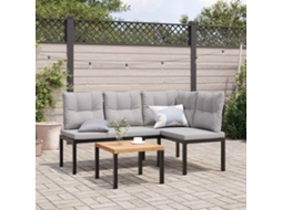 Bancos De Jardim Com Almofadões 3 Pcs Aço Revestido A Pó Preto Dkd Home Decor