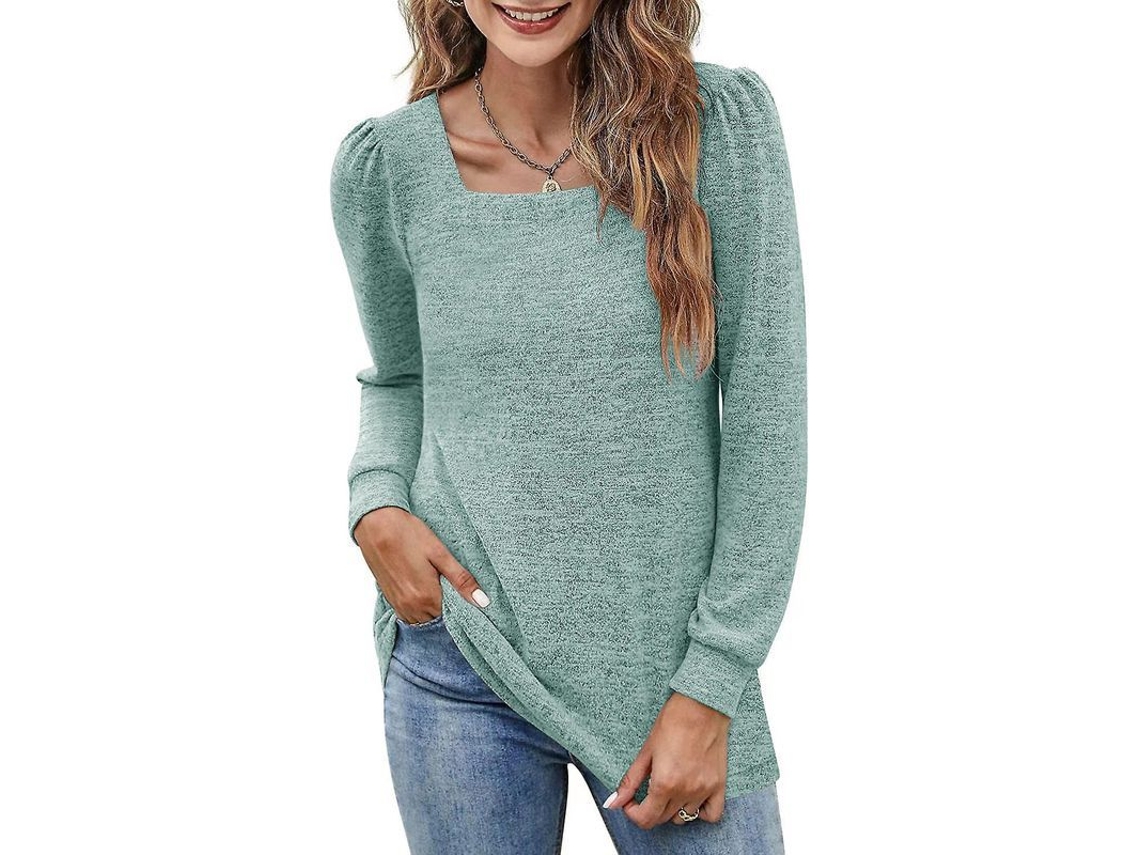 2026 camisetas de Túnica Casual para Mujer Ilwhe Con Cuello Cuadrado Y Mangas Voluminosas