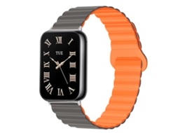 Bracelete para Redmi Watch 6 / 5 / 4 silicone magnético reversível com fecho duas cores cinza e laranja XIAOMOYU