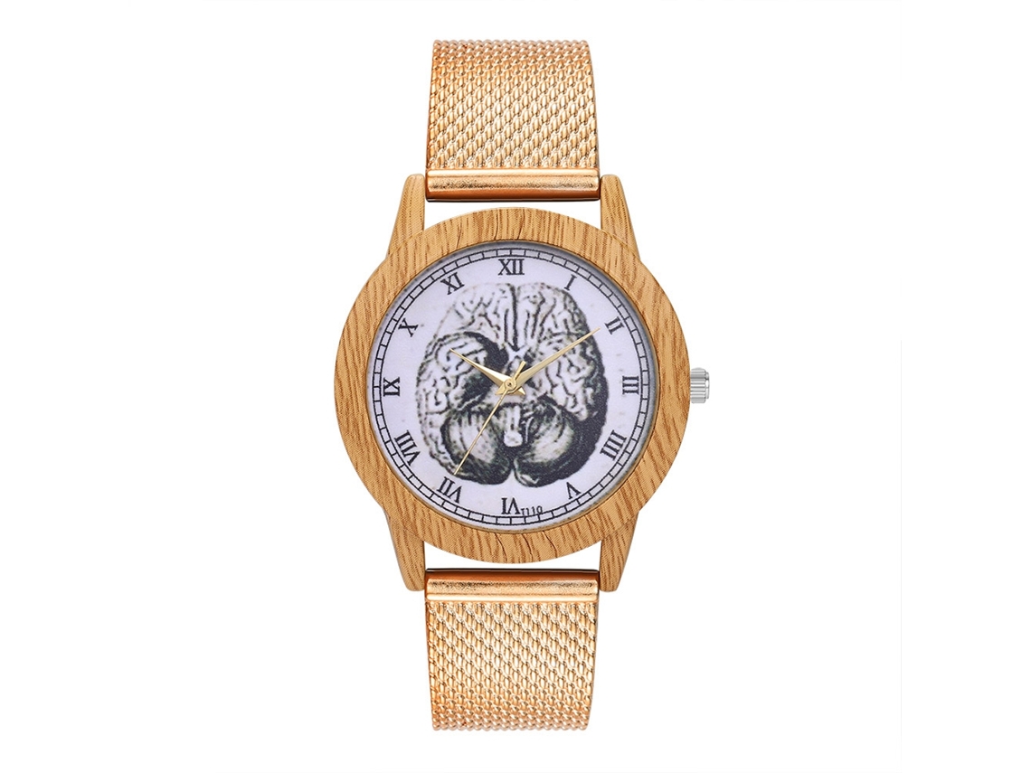Relógio de quartzo unissex com pulseira de silicone moderna para homens e mulheres (ouro rosa)
