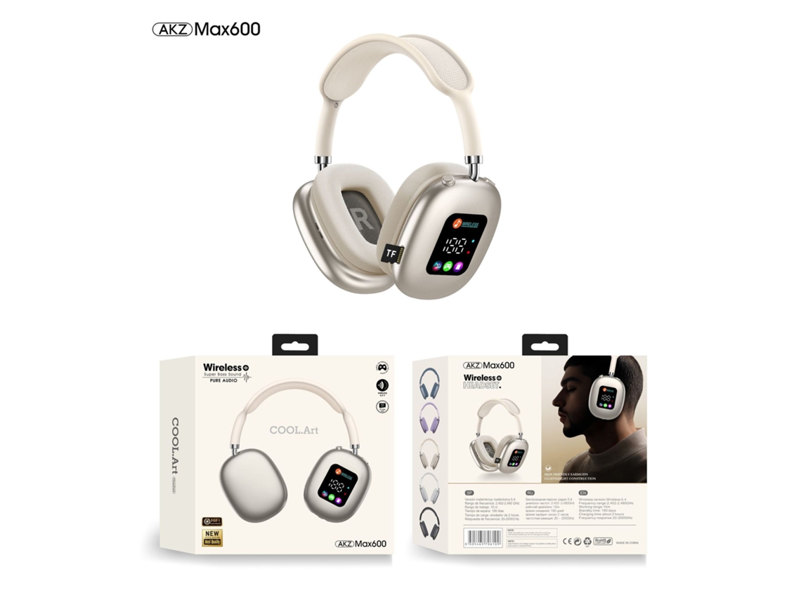 Fones de Ouvido Bluetooth Sem Fio com Visor Digital Rgb e Leitor de Cartão AQUAFORGE
