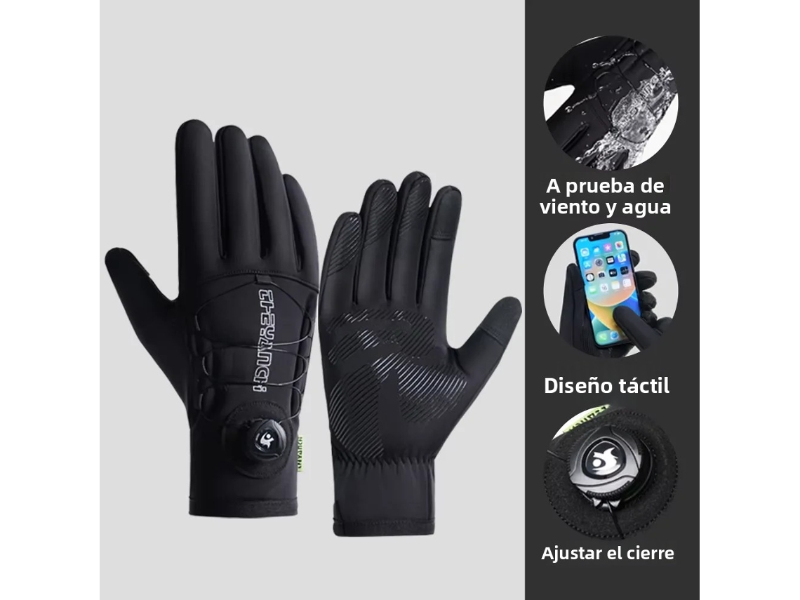 Luvas de Ciclismo de Inverno Masculinas, Palma Ajustável, Antiderrapantes para Telas Sensíveis Ao Toque, Impermeáveis e À Prova de Vento. MDUG (m)