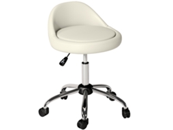Banco Com Rodas Giratório Com Altura Ajustável Cosmética Dentista Cabeleireiro Ø50x63-83 Cm Branco
