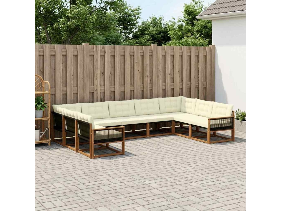 Vidaxl Conjunto De Sofás Para Exterior 9 Unid. Natural E Creme