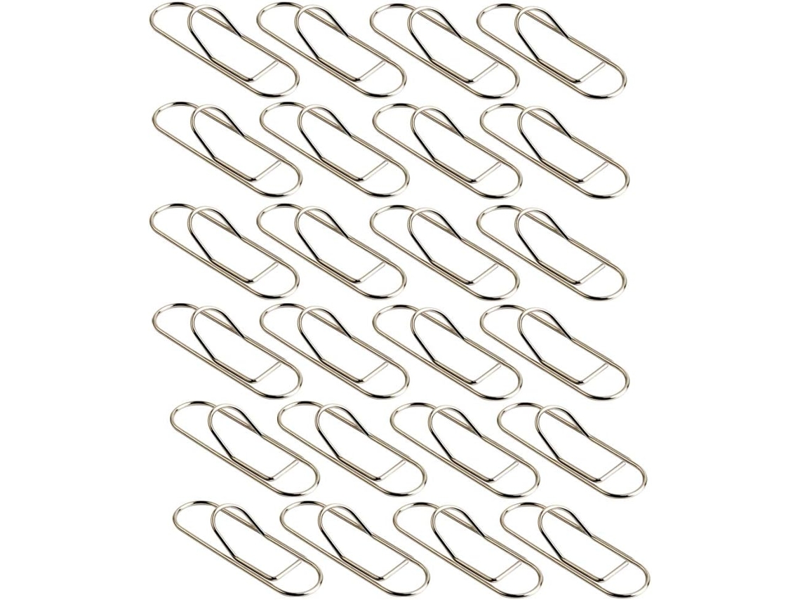 Conjunto de 24 Clipes de Papel Canetas E em Metal Revestido, Material Resistente, Ideal para Mesa e Materiais