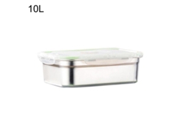 Bosaid Recipiente De Almuerzo Retangular De Acero Inoxidable Estanco 3/4/7/10/12l 10l Plata