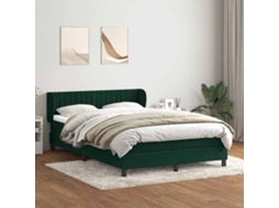 Vidaxl Cama Com Molas/colchão 160x220 Cm Veludo Verde-escuro