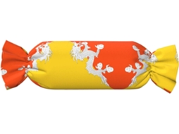 Almofada Cilíndrica Formato de Doce com a Bandeira do Reino Butão Estampada 100 % Poliéster Ideal para