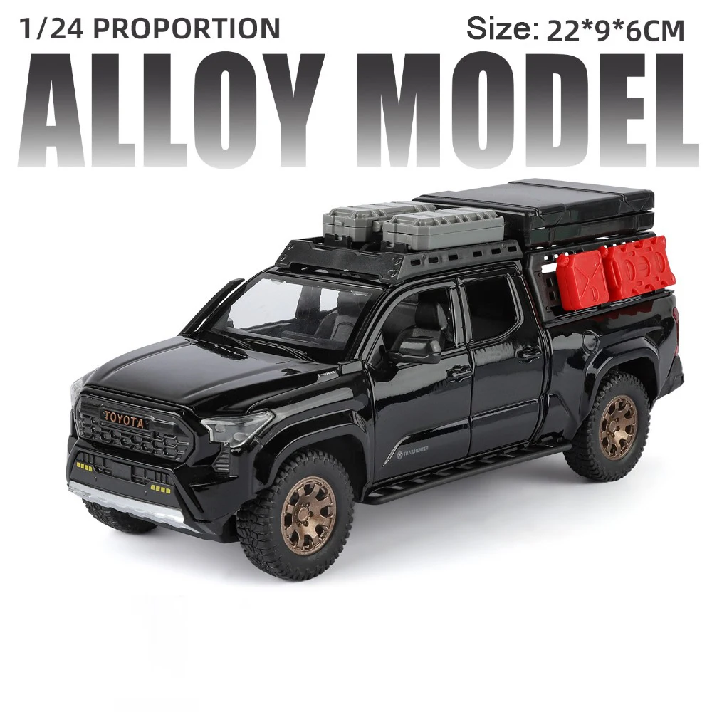 (tacoma Preto) Escala 1:24 - Carrinho De Brinquedo Em Metal Fundido - Simulação De Som E Luz