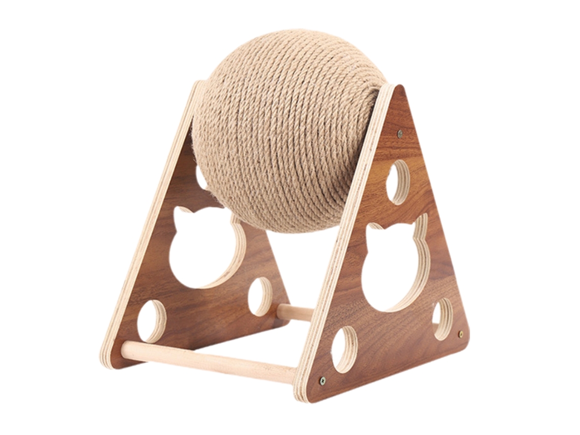 Brinquedo Interativo para Gatos LAXISCREED com Bola de Sisal, Estrutura de Escalada e Prateleira de Madeira