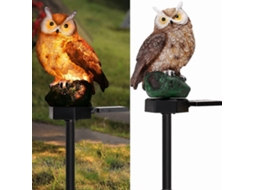 Luminária Solar Decorativa AQUAFORGE em Formato de Coruja, Resina, à Prova D'água para Jardim