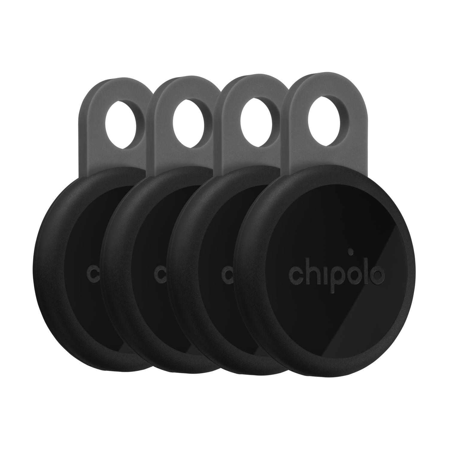 Kit 4 Localizadores CHIPOLO Loop com Sinal Sonoro (Compatível com Apple FindMy e Google Find My - Preto)
