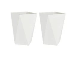 Conjunto 2 Caixa De Vaso Vidaxl Branco Aço (50 X 50 X 75 Cm)