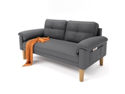 Sofá fixo 2 lugares escandinavo - Tecido cinza escuro - 145 x 77 x 77 cm