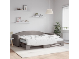 Vidaxl Sofá cama C/ Gavetão/colchões 90x200cm Tecido Cinza acastanhado