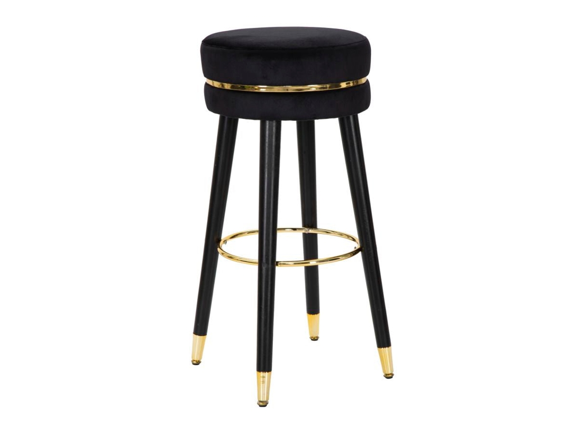Banqueta Alta Paris Preto/dourado Cm Ø 35x74 Único / Preto Dourado