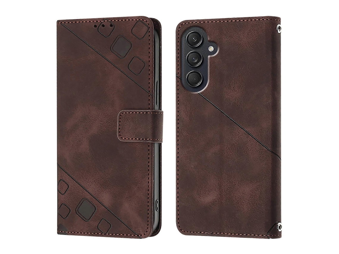 Capa De Celular Em Couro Com Textura Em Relevo Para Samsung Galaxy M55
