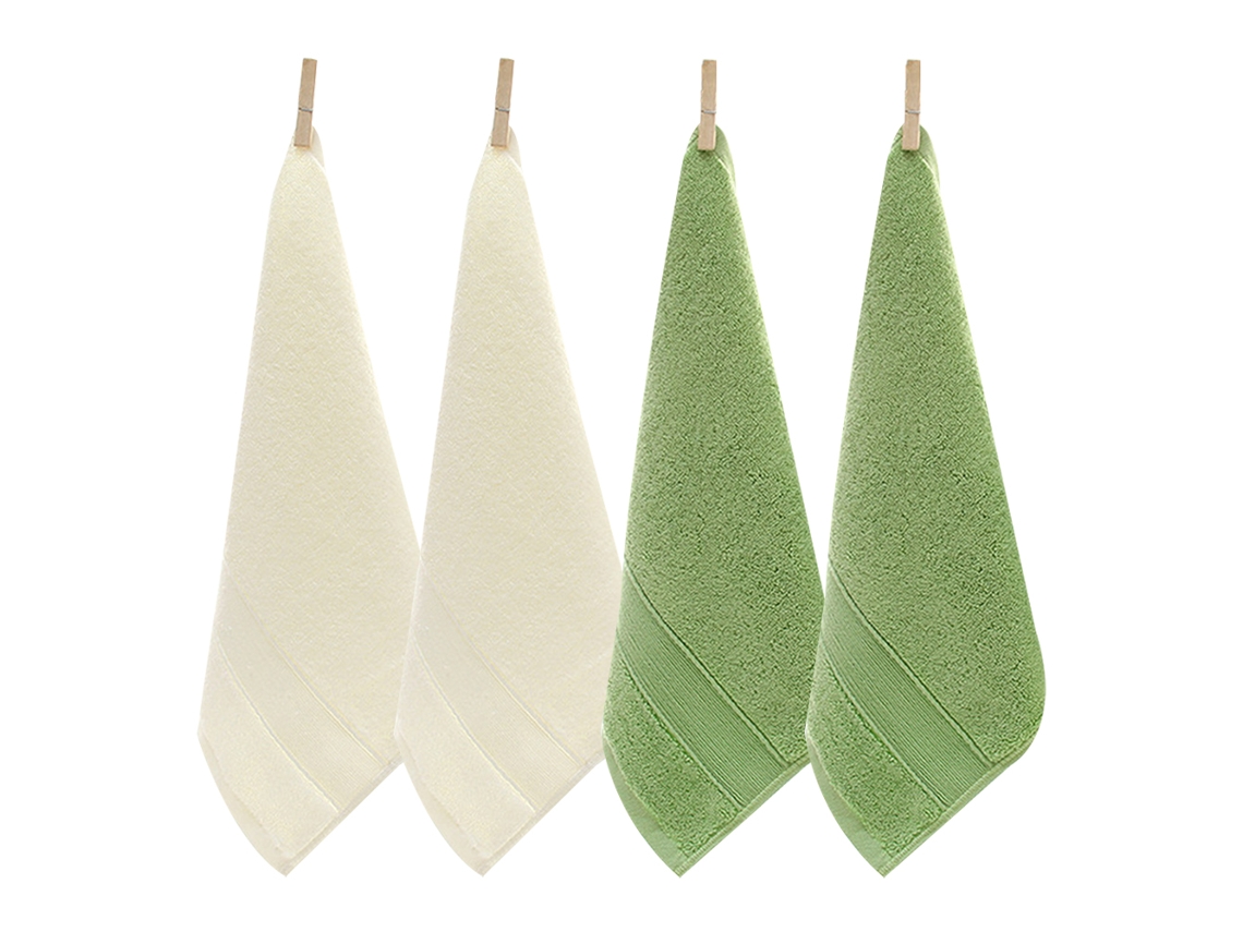 Conjunto de Toalha RNEMITERY Rosto Ultra Macias Lavagem Facial Verde - 4pcs (35x35cm)