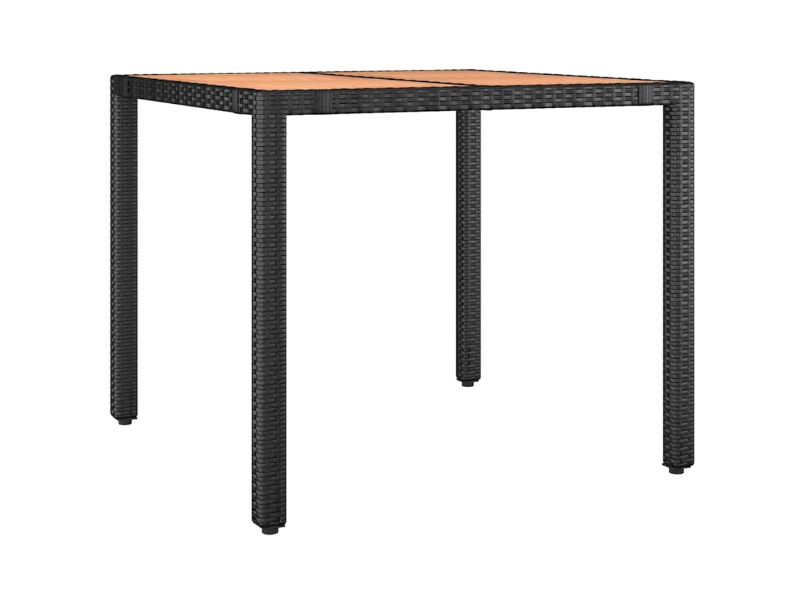 Maison Exclusive - Mesa De Jardim C/ Tampo De Madeira Vime Pe/acácia Maciça Preto