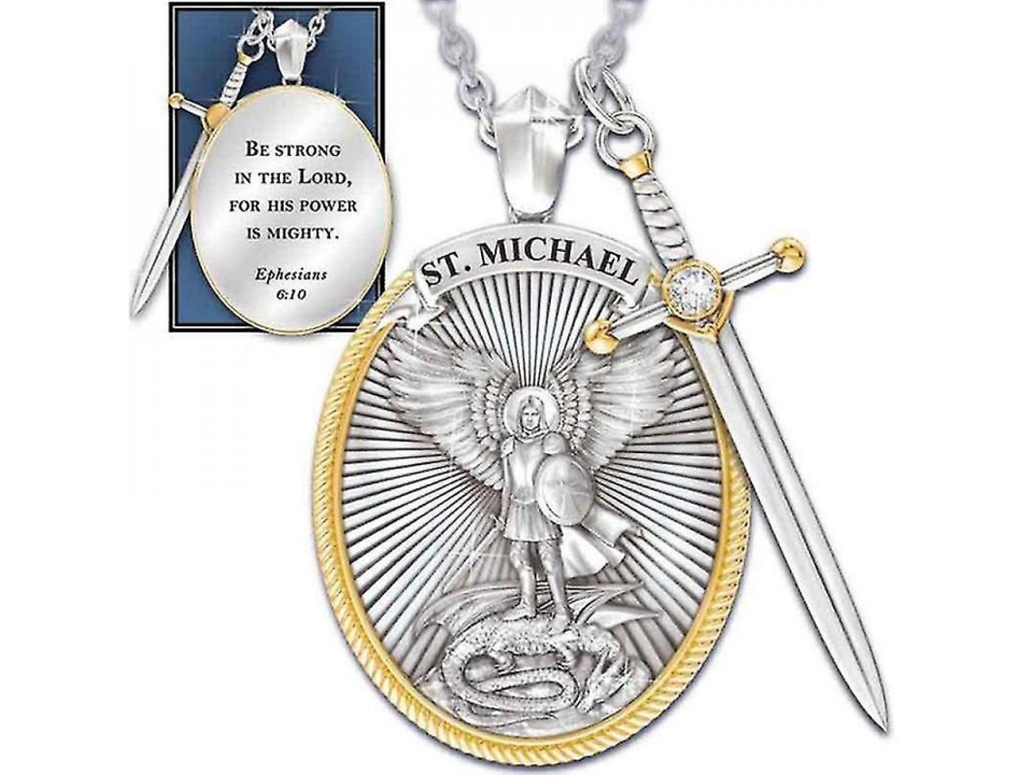 2026-colgante De San Miguel Arcángel Patrono Católico Collar De Alliage Longitud 45cm