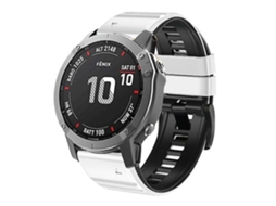 Pulseira para Garmin Fenix 7/7x/6/6x/5/5x 26mm, silicone bicolor, preto e branco.